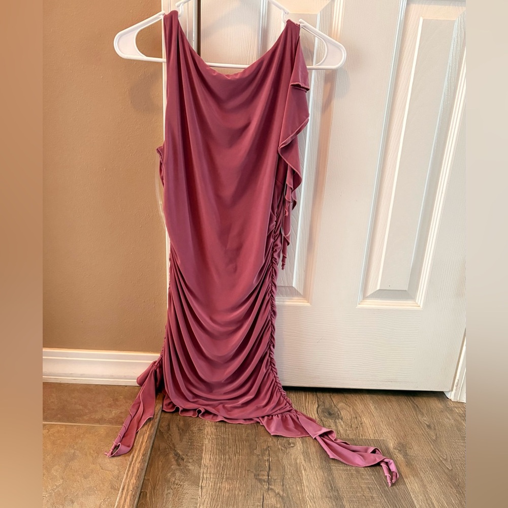Windsor Sleeveless Draped Ruched Maxi Dress in Dusty Mauve